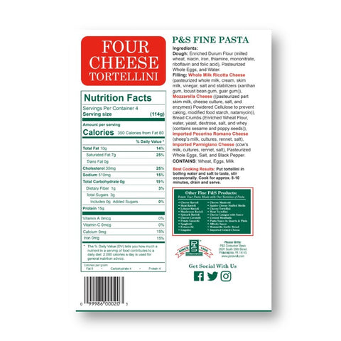 Four Cheese Tortellini Family Pack Label