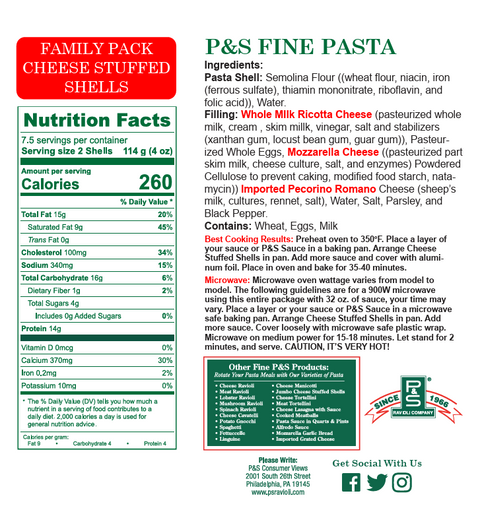 Cheese Stuffed Shells - Family Pack - 2.2 lb